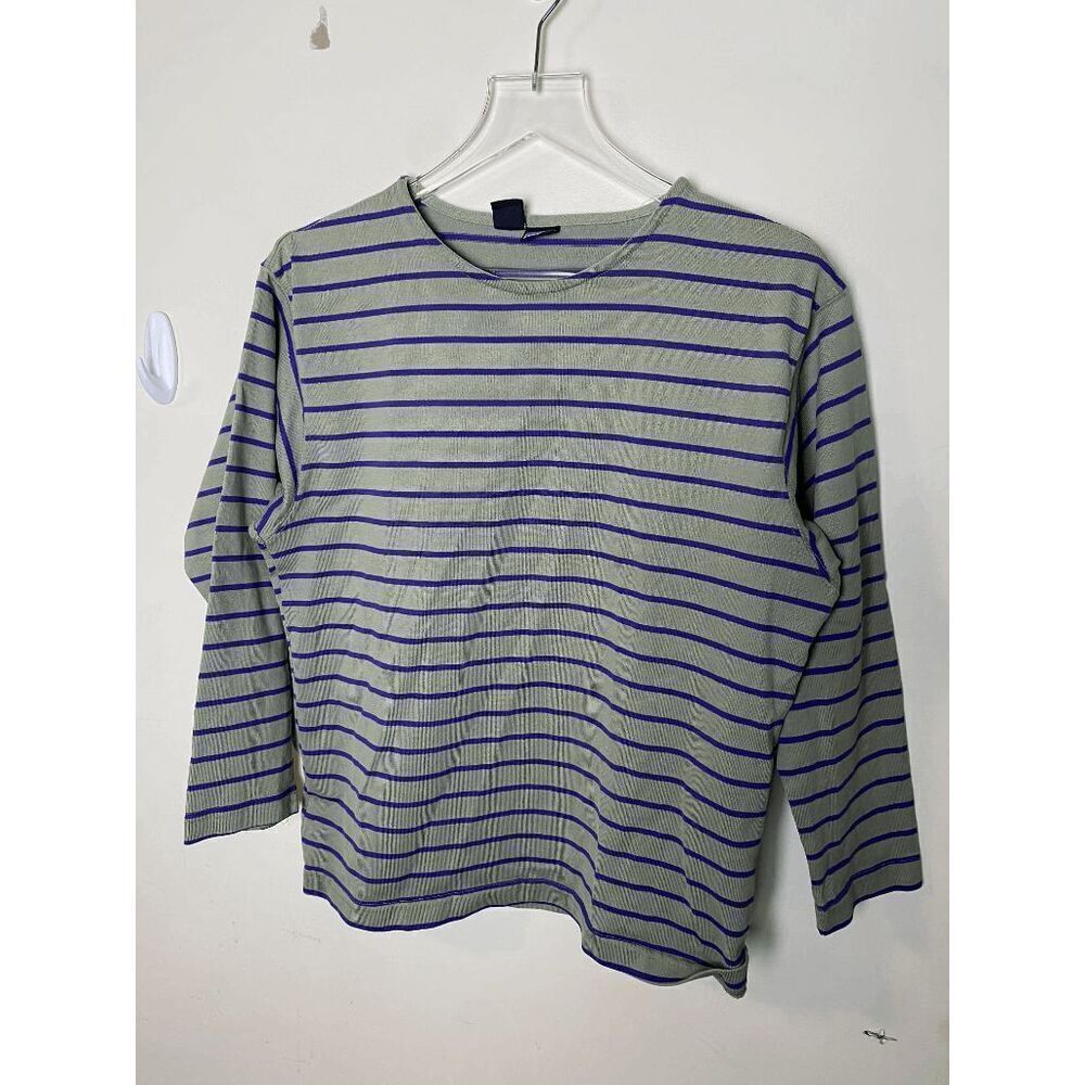 Patagonia 100% Cotton Striped Crewneck Long Sleeve Tee Women's Gray/Purple Size